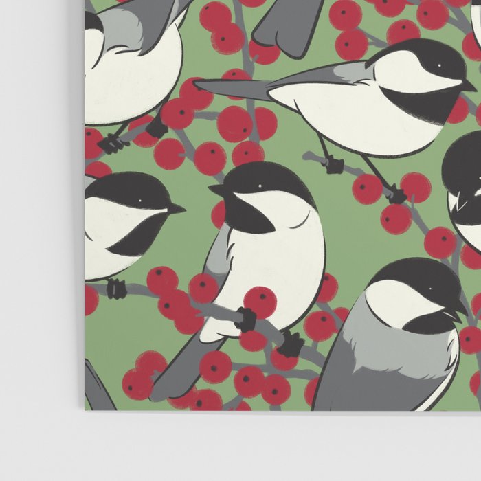 Chickadees & Winterberry Holly Poster Gallery Image 3