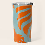 monstera leaves blue orange plant summer Travel Mug Gallery Image 2