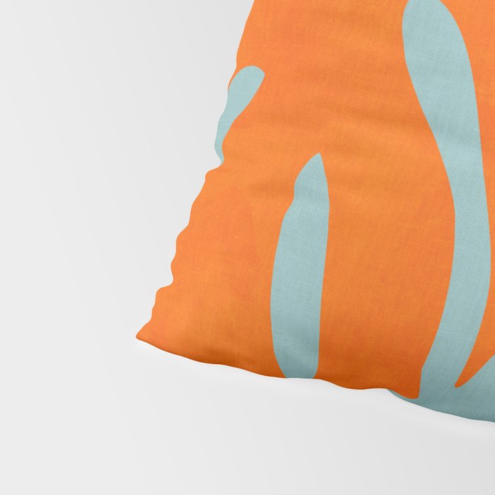 monstera leaves blue orange plant summer Pillow Sham Gallery Image 4