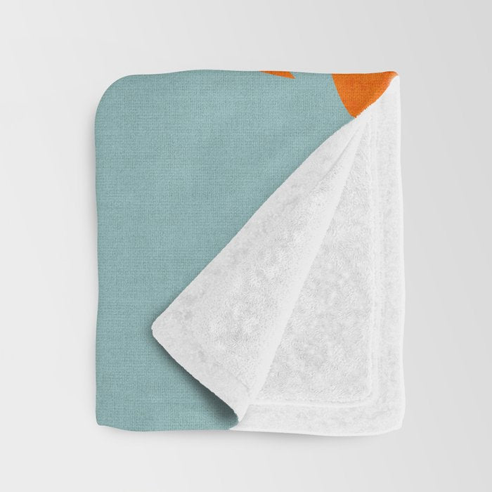 monstera leaves blue orange plant summer Throw Blanket Gallery Image 3