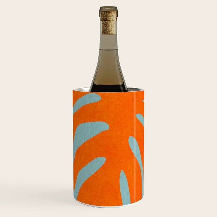monstera leaves blue orange plant summer Wine Chiller Gallery Image 2