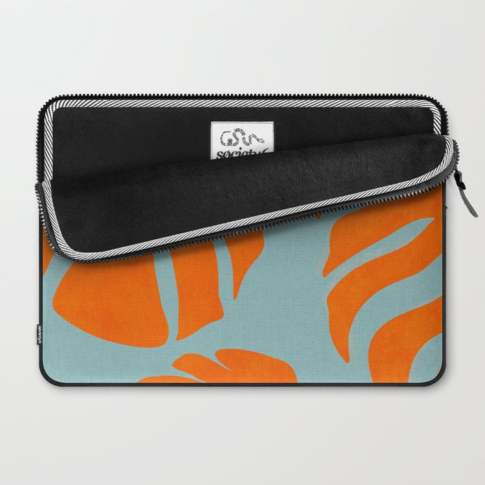monstera leaves blue orange plant summer Laptop Sleeve Gallery Image 2