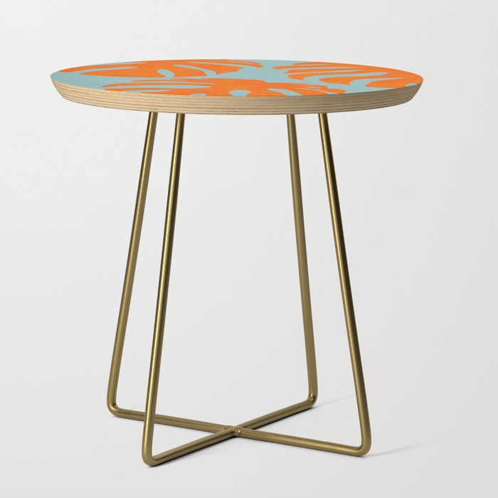 monstera leaves blue orange plant summer Side Table Gallery Image 1