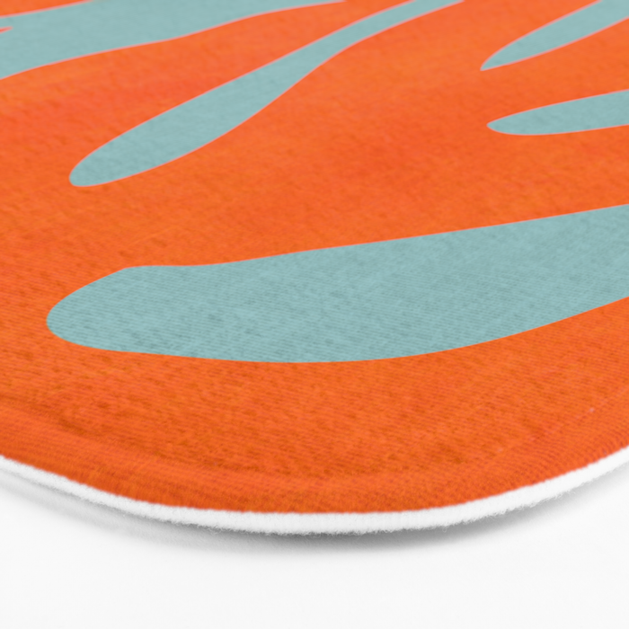 monstera leaves blue orange plant summer Bath Mat Gallery Image 3