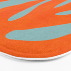 monstera leaves blue orange plant summer Bath Mat Gallery Image 3