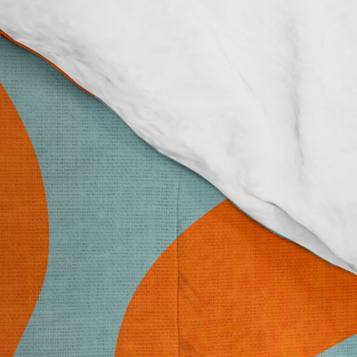 monstera leaves blue orange plant summer Comforter Gallery Image 4