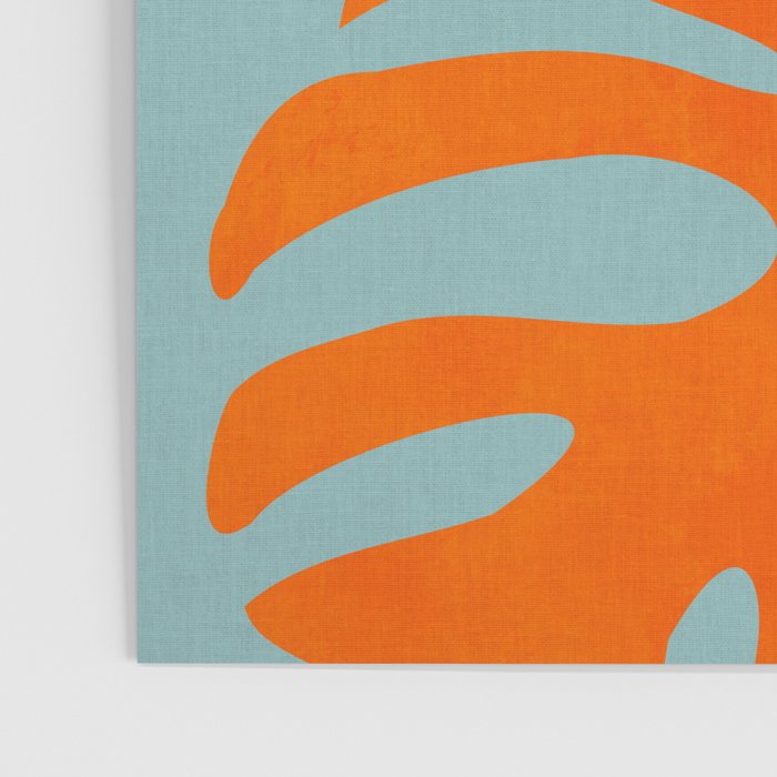 monstera leaves blue orange plant summer Poster Gallery Image 3