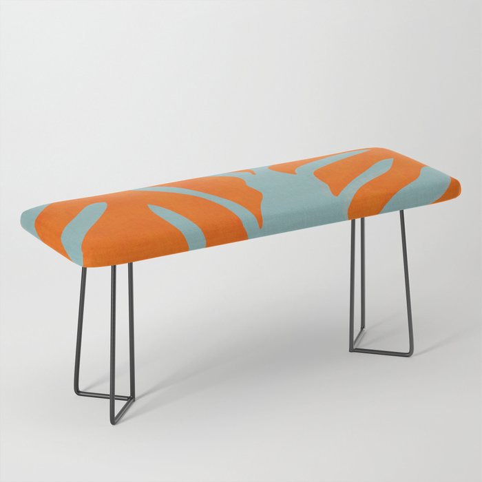monstera leaves blue orange plant summer Bench Gallery Image 1