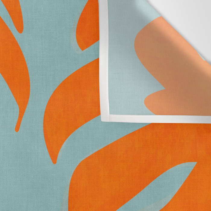 monstera leaves blue orange plant summer Wall Tapestry Gallery Image 3