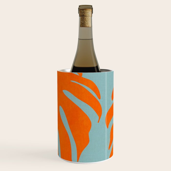 monstera leaves blue orange plant summer Wine Chiller Gallery Image 1