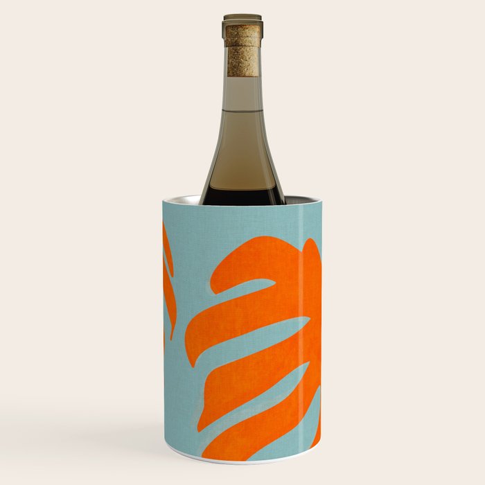 monstera leaves blue orange plant summer Wine Chiller Gallery Image 3