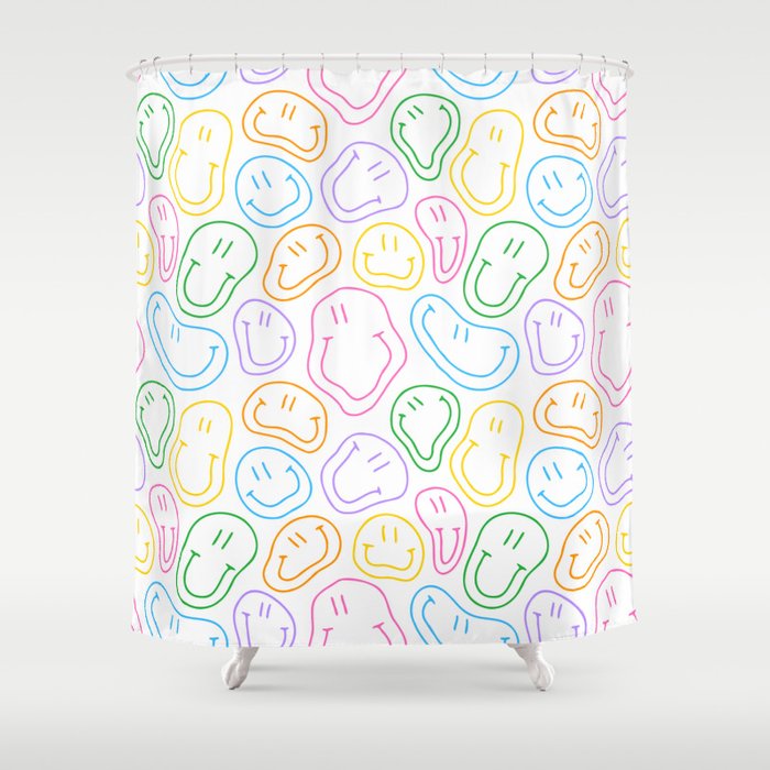 Colorful happy smiling face cartoon pattern Shower Curtain Gallery Image 1