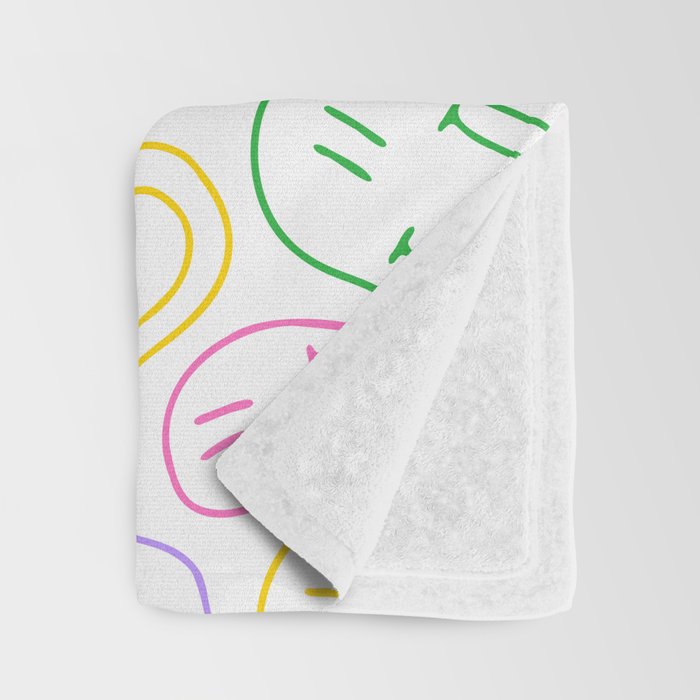 Colorful happy smiling face cartoon pattern Throw Blanket Gallery Image 3