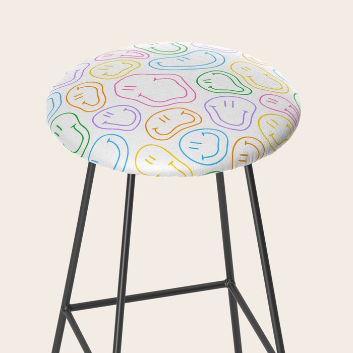 Colorful happy smiling face cartoon pattern Stool Gallery Image 2