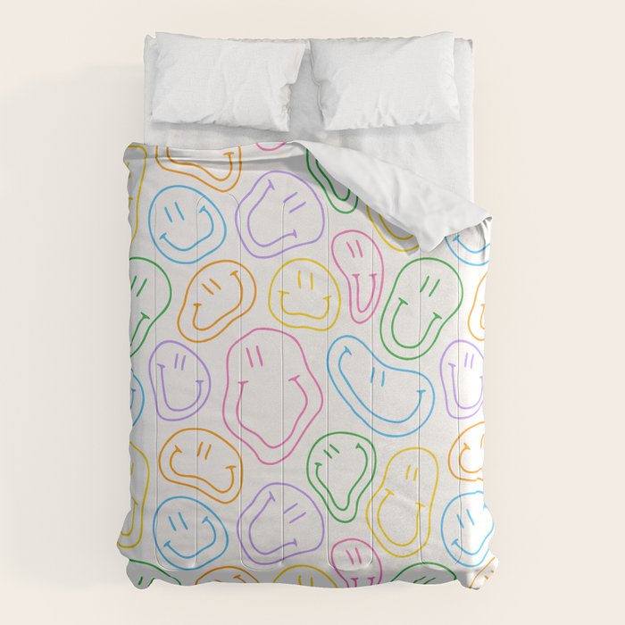 Colorful happy smiling face cartoon pattern Comforter Gallery Image 1
