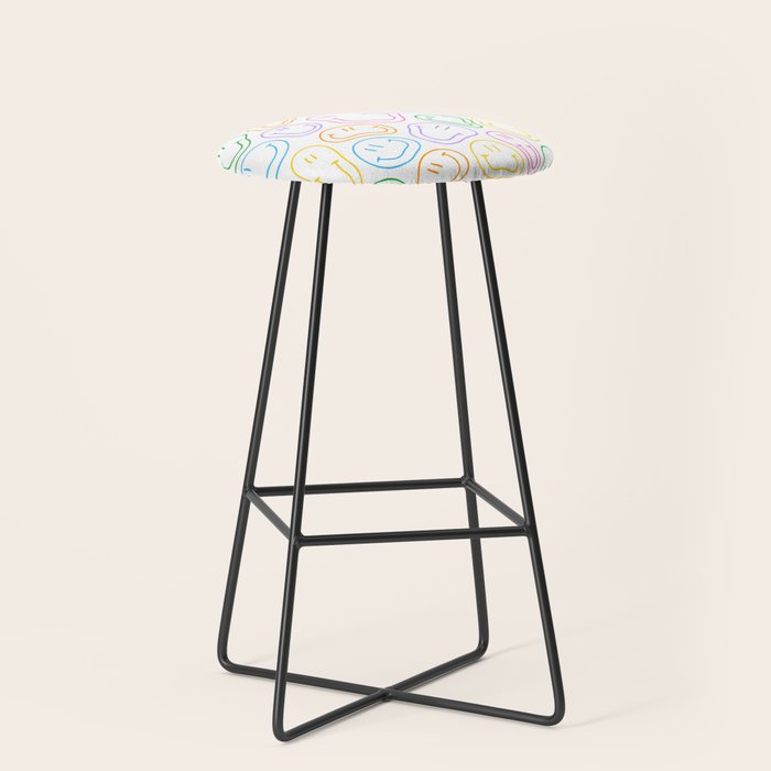 Colorful happy smiling face cartoon pattern Stool Gallery Image 1