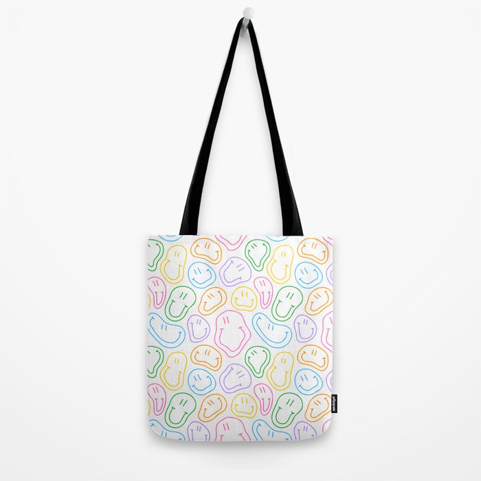 Colorful happy smiling face cartoon pattern Tote Bag Gallery Image 2