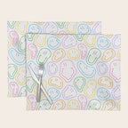 Colorful happy smiling face cartoon pattern Placemat Gallery Image 1