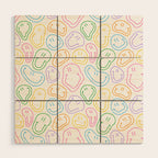 Colorful happy smiling face cartoon pattern Wood Wall Art Gallery Image 1