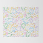 Colorful happy smiling face cartoon pattern Throw Blanket Gallery Image 2