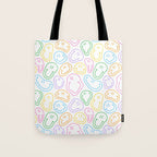 Colorful happy smiling face cartoon pattern Tote Bag Gallery Image 1