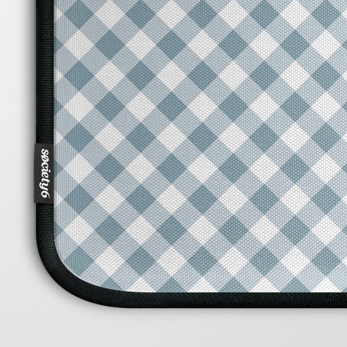 Countryside Bloom Cottage Mist Blue Gingham Laptop Sleeve Gallery Image 3