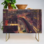 'The City from Greenwich Village' New York City subway cityscape by John French Sloan Credenza Gallery Image 1