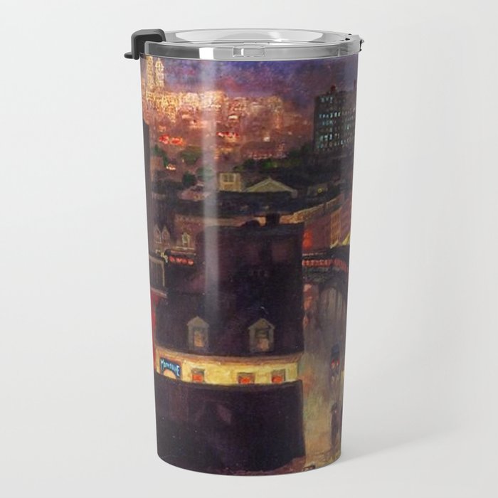 'The City from Greenwich Village' New York City subway cityscape by John French Sloan Travel Mug Gallery Image 3