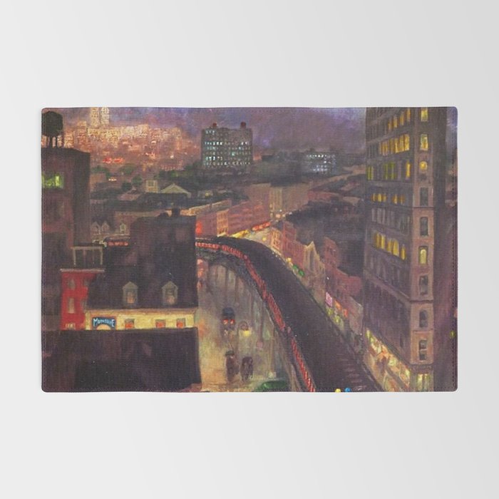 'The City from Greenwich Village' New York City subway cityscape by John French Sloan Rug Gallery Image 2