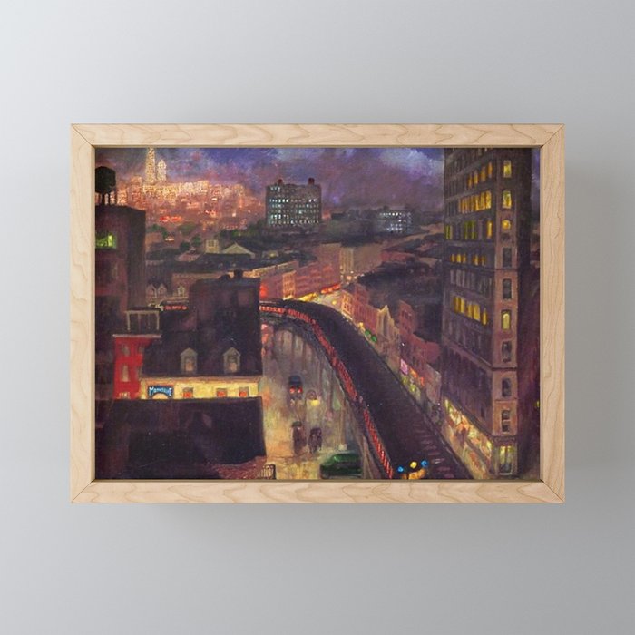 'The City from Greenwich Village' New York City subway cityscape by John French Sloan Mini Art Print Gallery Image 1