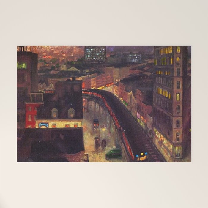 'The City from Greenwich Village' New York City subway cityscape by John French Sloan Welcome Mat Gallery Image 1