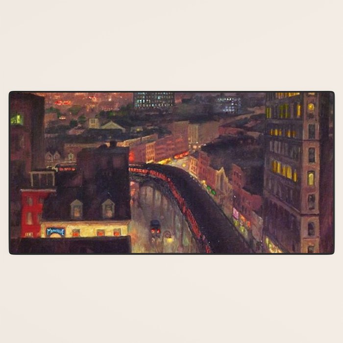 'The City from Greenwich Village' New York City subway cityscape by John French Sloan Desk Mat Gallery Image 3