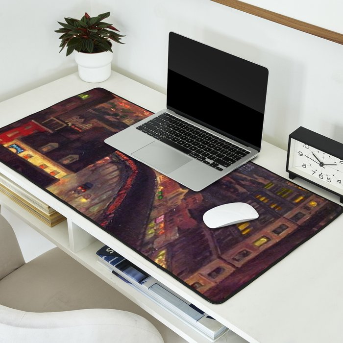 'The City from Greenwich Village' New York City subway cityscape by John French Sloan Desk Mat Gallery Image 2