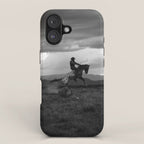 Black and White Cowboy Being Bucked Off iPhone Case Gallery Image 1