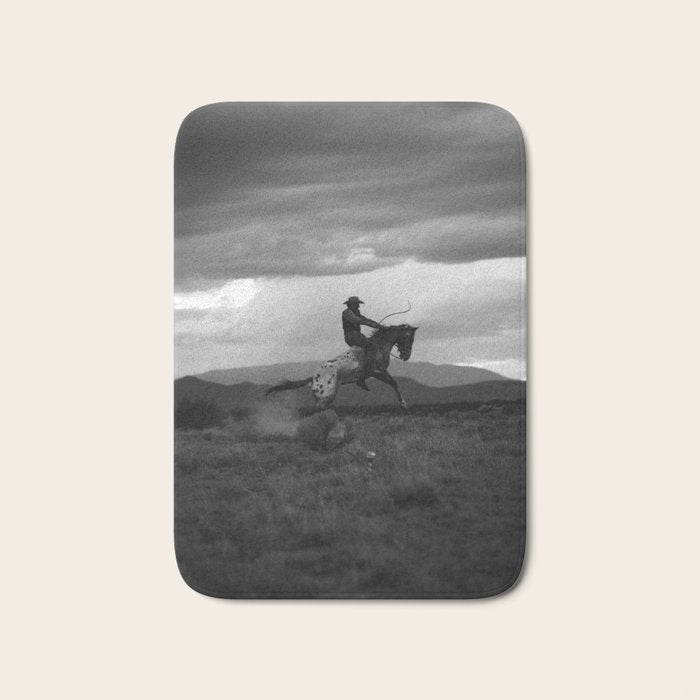 Black and White Cowboy Being Bucked Off Bath Mat Gallery Image 1