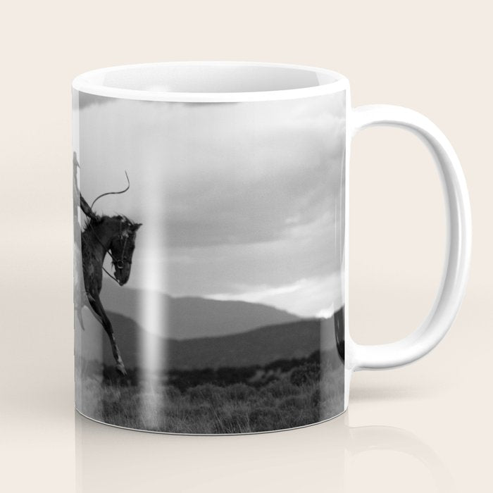 Black and White Cowboy Being Bucked Off Coffee Mug Gallery Image 1