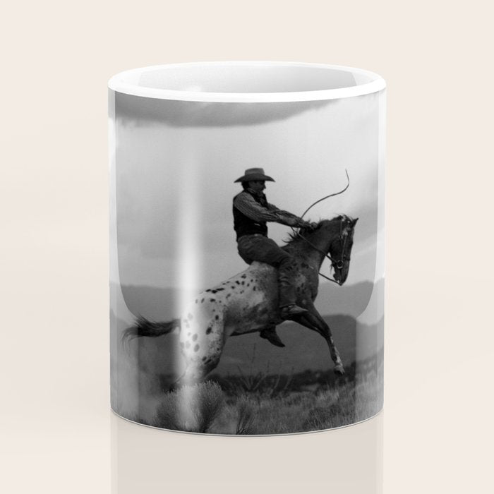 Black and White Cowboy Being Bucked Off Coffee Mug Gallery Image 4