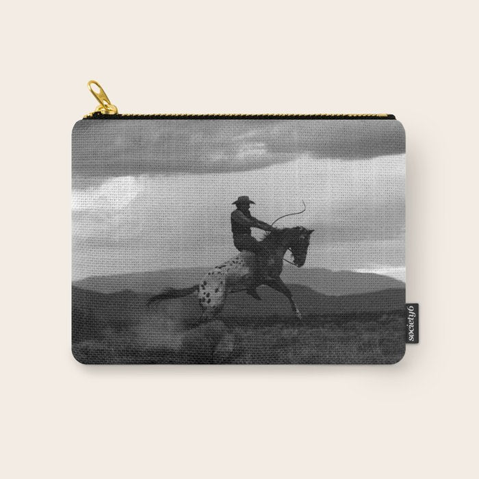 Black and White Cowboy Being Bucked Off Carry All Pouch Gallery Image 1