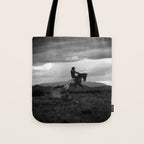 Black and White Cowboy Being Bucked Off Tote Bag Gallery Image 1