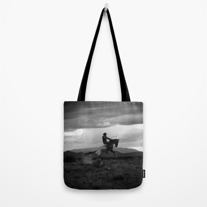 Black and White Cowboy Being Bucked Off Tote Bag Gallery Image 2