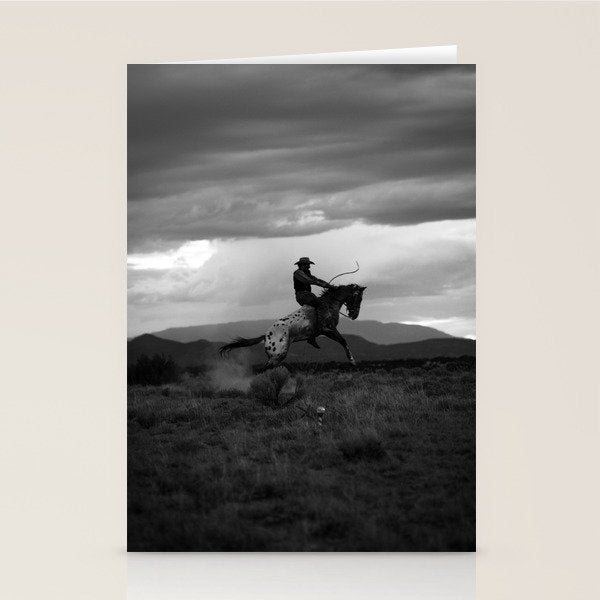 Black and White Cowboy Being Bucked Off Stationery Card Gallery Image 2