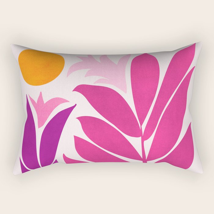 Solstice Sunset With Tropical Flowers Rectangular Pillow Gallery Image 1