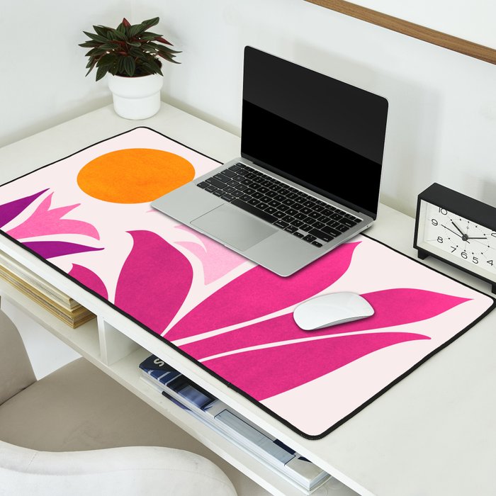 Solstice Sunset With Tropical Flowers Desk Mat Gallery Image 2