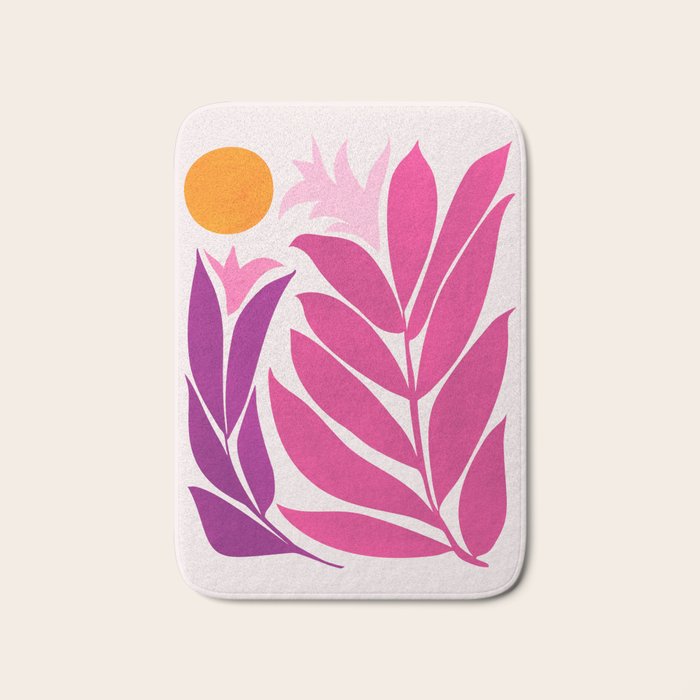 Solstice Sunset With Tropical Flowers Bath Mat Gallery Image 1
