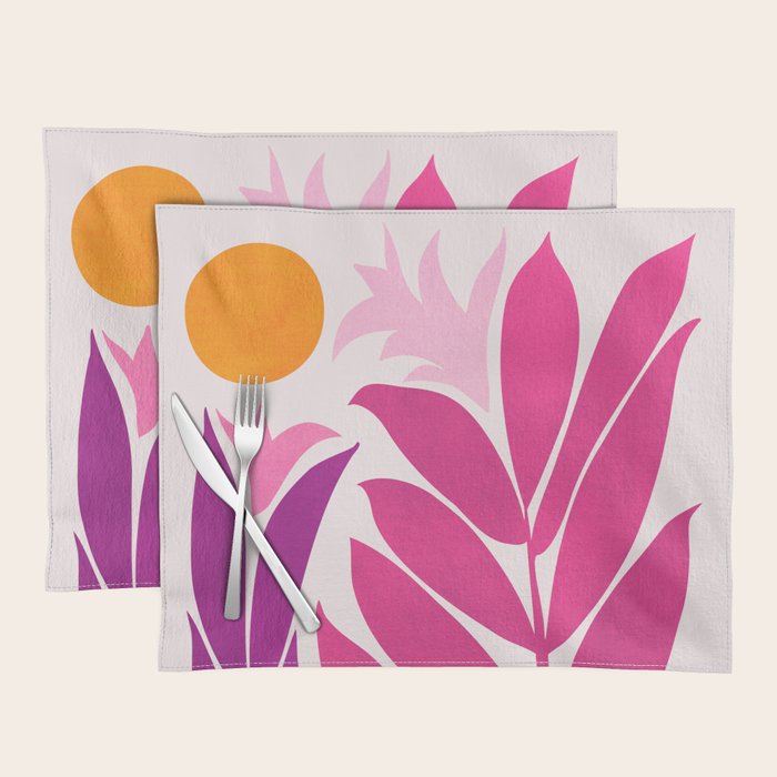 Solstice Sunset With Tropical Flowers Placemat Gallery Image 1