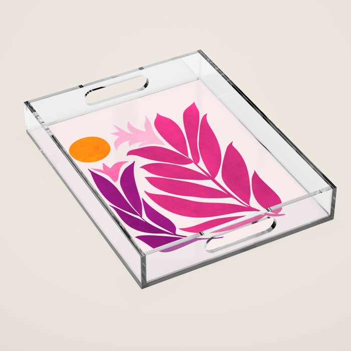 Solstice Sunset With Tropical Flowers Acrylic Tray Gallery Image 1
