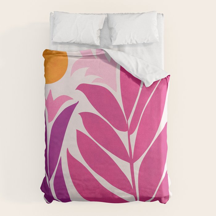 Solstice Sunset With Tropical Flowers Duvet Cover Gallery Image 6