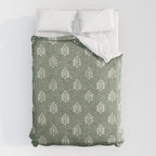 block print palm on sage Duvet Cover Gallery Image 6