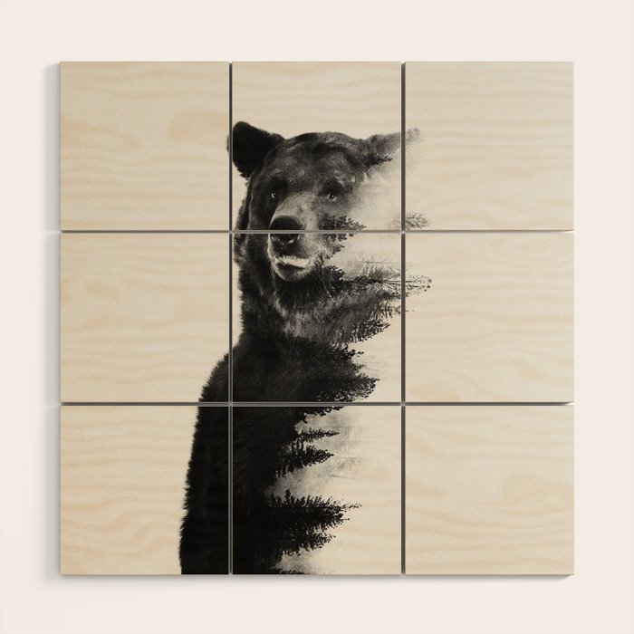 Observing Bear Wood Wall Art Gallery Image 1