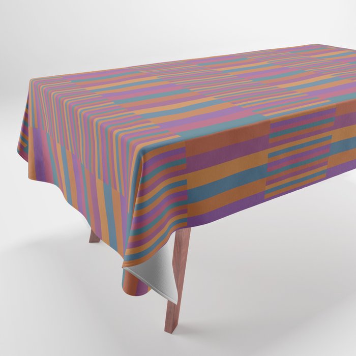 Mixed Stripes Pattern IX Retro Rainbow Tablecloth Gallery Image 1